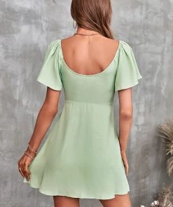 CUPSHE Dresses Karly Green Square Neck Smocked Dress