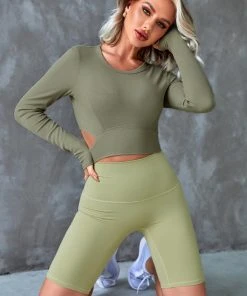 CUPSHE Accs & Clothing Cherise Green Cut-out Side Crop Sweatshirt