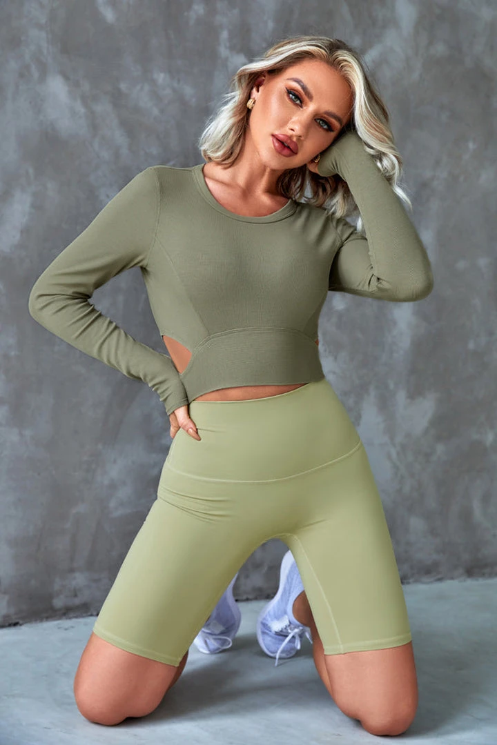 CUPSHE Accs & Clothing Cherise Green Cut-out Side Crop Sweatshirt