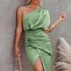 CUPSHE Dresses Ramla Sheath One-shoulder Light Green Dress
