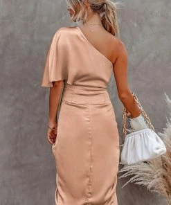 CUPSHE Ramla Column One-shoulder Pink Dress Dresses
