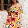 CUPSHE Marlene Floral Ruffle Off Shoulder Dress