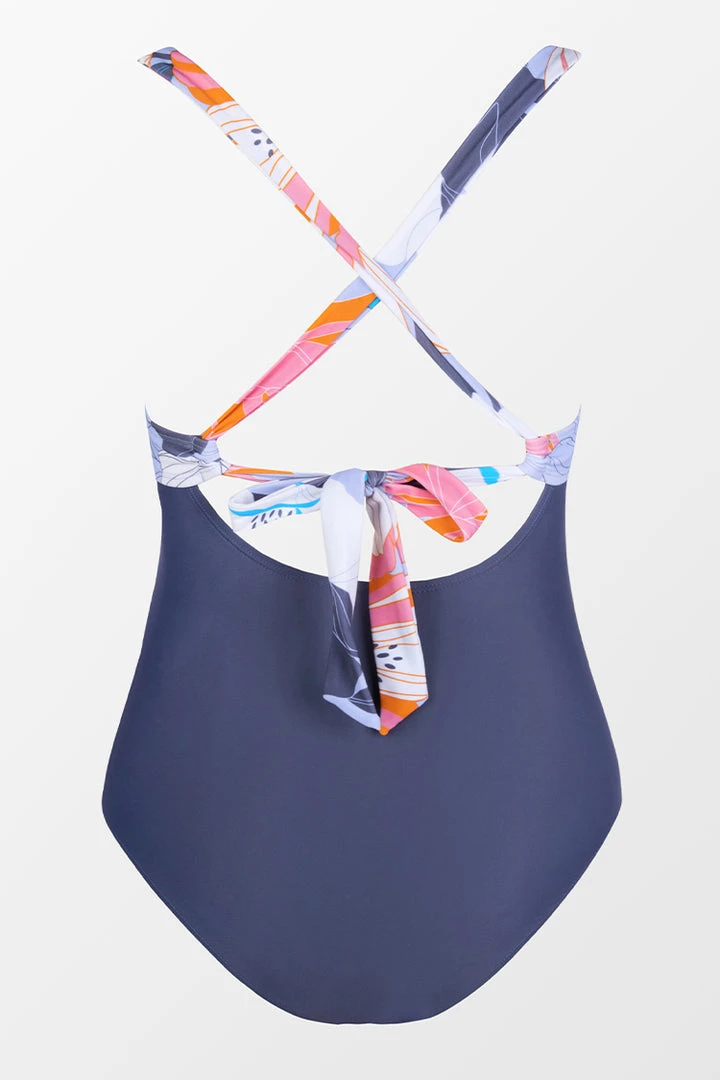 CUPSHE Deep Ocean Molded Twist Front Tummy Control Plus Size One Piece