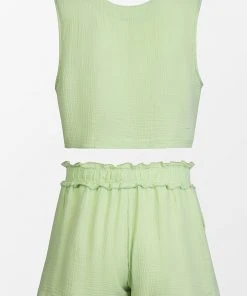 CUPSHE Lyanna V-Neck Sleeveless Ruffle Matching Set