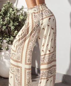 CUPSHE Accs & Clothing Baylee Boho Print Straight Leg Smocking Pants