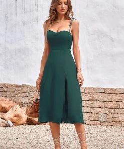 CUPSHE Dresses Aurianna Thin Straps Smocking Split Dress