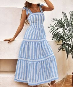 CUPSHE Gwyneth Wide Straps Elastic Waist Maxi A-Shape Dress