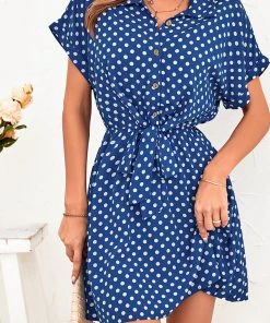 CUPSHE Chrystal Shirt Collar Belted A-shape Dress Dresses