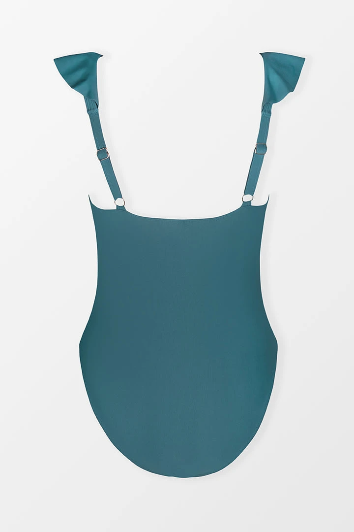 CUPSHE Luminescent Plunge Ruffled Belted One Piece Swimsuit One Pieces