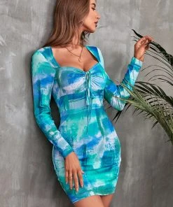CUPSHE Dresses Colleen Tie Dye Long Sleeve Dress
