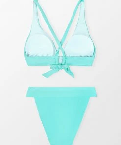 CUPSHE Bikinis Luminescent Tall Tri And Banded Mide Rise Hipster Bikini Set