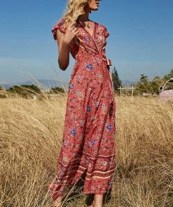 CUPSHE Arlette V-neck Short Sleeve Tie Waist Wrap Dress