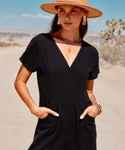 CUPSHE Wide Leg V-neck Jumpsuit Accs & Clothing