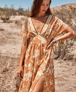 CUPSHE Dresses Wendy Ruching Flared Sleeve Plunge Dress