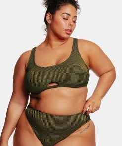 CUPSHE Ribbed Keyhole Bralette & High Waist Plus Size Bikini Set