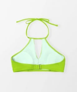 CUPSHE Sunbeam Keyhole High Neck Adjustable Straps Bikini Top Swimwear UP TO 70% OFF