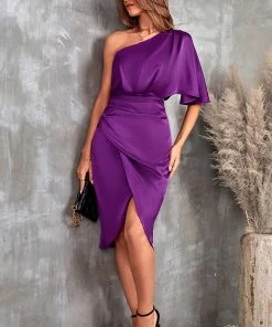 CUPSHE Dresses Ramla Ruching One Shoulder Dress