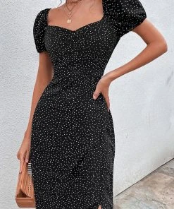 CUPSHE Analia Square Neck Bubble Sleeve A-shape Dress