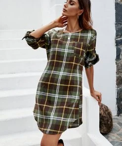 CUPSHE Moriah Gingham Curved Hem Short Dress