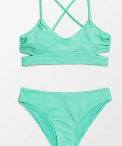 CUPSHE Danielle Lace Up Back Tie Ruched Bikini
