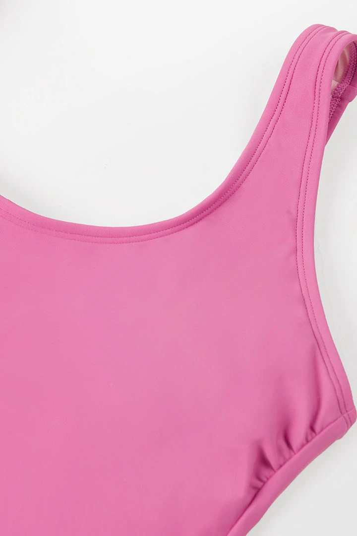 CUPSHE Summer Dreaming Pink Scoop Neck Cheeky High Leg One Piece Swimsuit One Pieces