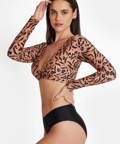 CUPSHE Bikinis Love Struck Long Sleeve Top & V Front High Waist Bikini Set