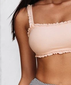 CUPSHE Ruffle Bandeau Bikini With High Waisted Bottom