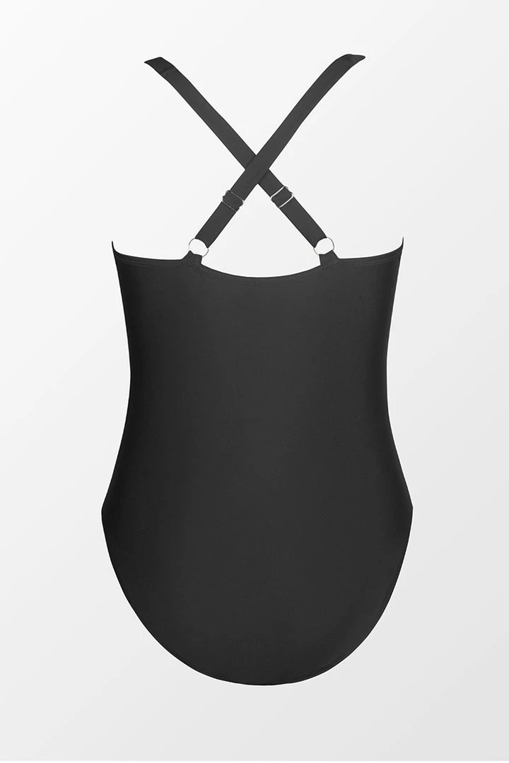 CUPSHE Summer Of Love Black Plunge Tummy Control Black Plus Size One Piece