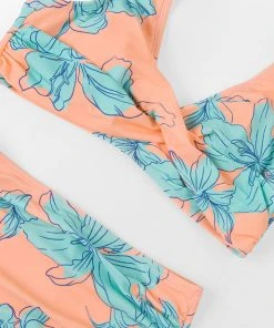 CUPSHE Floral Wrap Front Bralette & Shirred High Waist Bikini Set