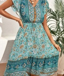 CUPSHE Gertie V-neck Bubble Sleeve A-Shape Dress