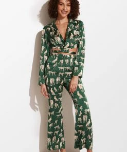 CUPSHE Accs & Clothing Graciela Zip Front Animal Pattern Flared Pants