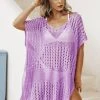 CUPSHE Rachael Purple Plunge Crochet Cover Up Cover Ups