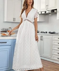 CUPSHE Dresses Ciara Plunge Maxi Fitted Waisted A-Shape Dress