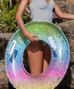 CUPSHE Rainbow Sherbet Inflatable Swimming Ring