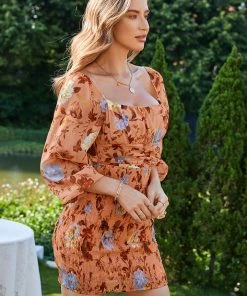 CUPSHE Gerda Square Neck Puff Sleeve Sheath Dress