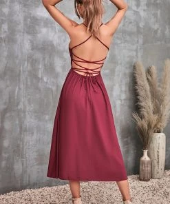 CUPSHE Mariana Backless Halter Neck Slip Dress