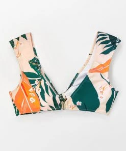 CUPSHE Swimwear UP TO 70% OFF Bright Leafy Print Bikini Top