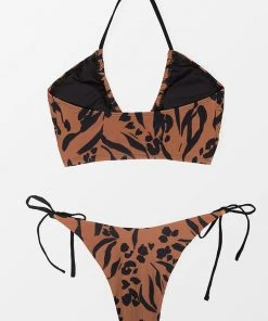 CUPSHE Wild At Heart Tan & Black Halter Tie Side Bikini