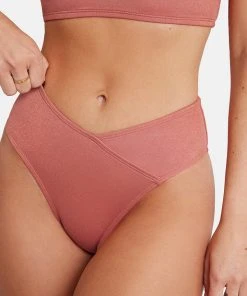 CUPSHE Dusty Cedar Tall Tri & V Front High Waist Bikini Set Bikinis