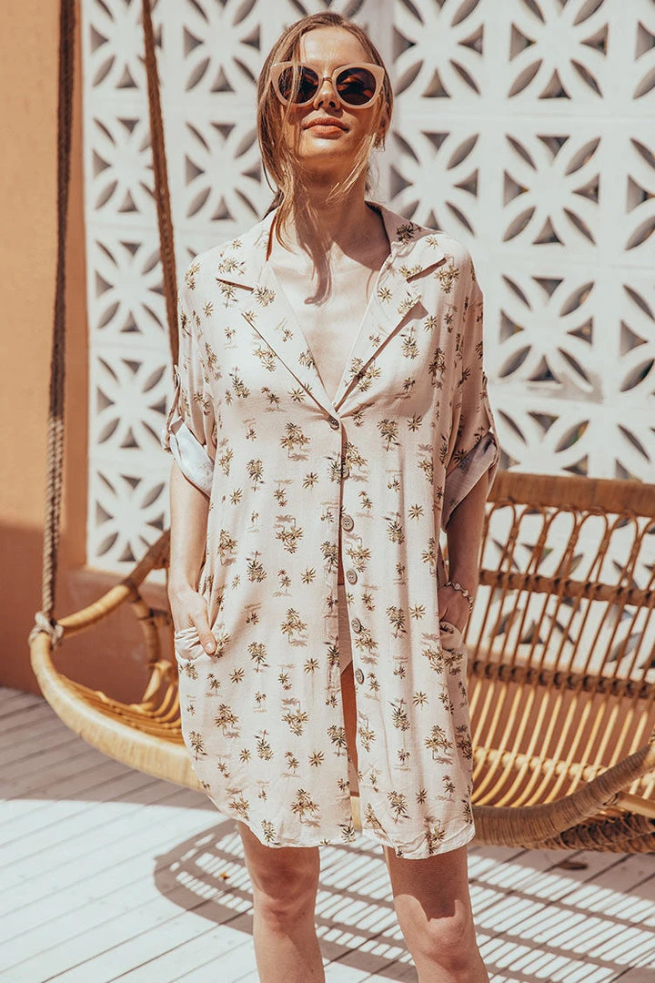 CUPSHE Dresses Delores Open Front V-Neck Shirt Dress