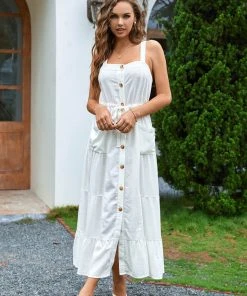 CUPSHE Dresses Irena Square Neck Tie A-Shape Dress