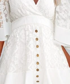 CUPSHE Astrid V-neck Flared Sleeve Cut Out A-shape Dress Dresses