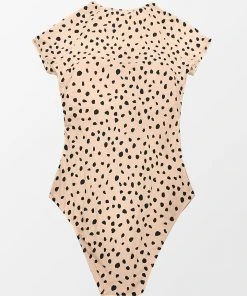 CUPSHE Short Sleeve Zip Front One Piece Swimsuit One Pieces