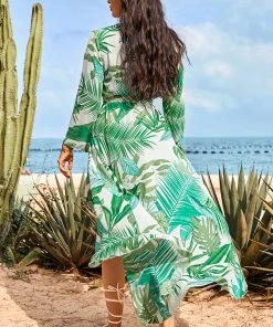 CUPSHE Alba V-neck Ruffle Open Front Cover Up Summer Dresses 2022