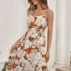 CUPSHE Jailyn Floral Ruffle Tie Back Slip Dress Dresses
