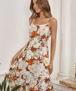 CUPSHE Jailyn Floral Ruffle Tie Back Slip Dress Dresses