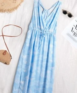 CUPSHE Kourtney Abstract V-neck Drawstring Cover-up Dress Cover Ups