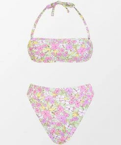 CUPSHE Darling Ditsy Bandeau & High Waist Bikini Set Bikinis