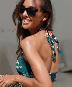 CUPSHE Swimwear UP TO 70% OFF Teal Floral Scalloped Bikini