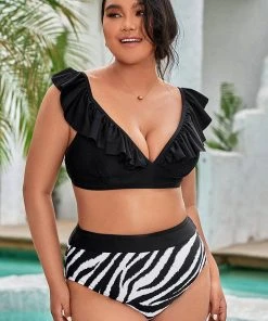 CUPSHE Joelle Zebra Striped Plus Size Bikini Bottom